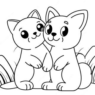 Halaman Mewarna Kawan Anjing Dan Kucing Yang Comel 112676-48765