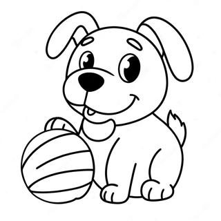 Halaman Mewarna Anjing Gembira Dengan Bola 112677-48772