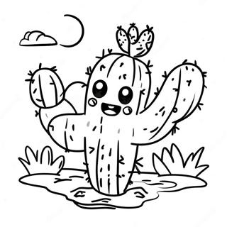 Halaman Mewarna Kaktus Comel Di Gurun 113140-49243