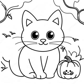 Kucing Hitam Halloween Halaman Mewarna