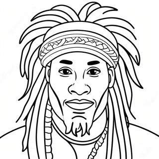 Halaman Mewarna Lelaki Rasta Jamaica Dengan Dreadlocks 114274-50133