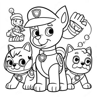 Halaman Mewarna Ryder Bersama Rakan Rakan Paw Patrolnya 114632-50402