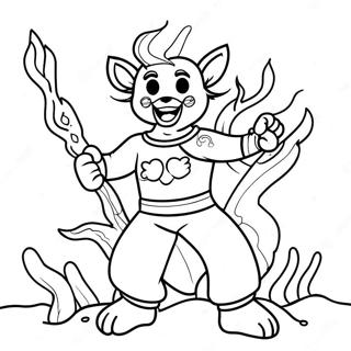 Halaman Mewarna Akaza Dengan Latar Belakang Berapi 114685 50446