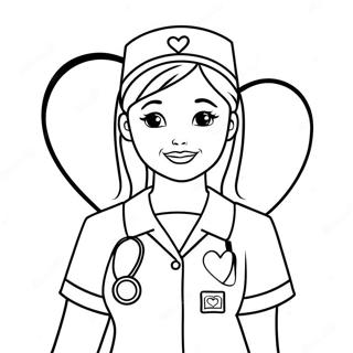 Halaman Mewarna Jururawat Dalam Pakaian Perubatan Dengan Hati 114763 50509