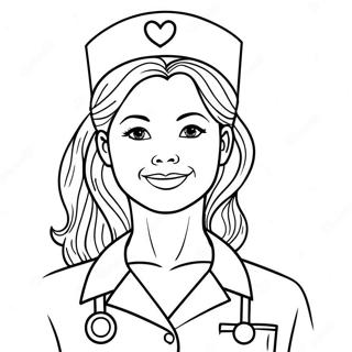 Halaman Mewarna Jururawat Dalam Pakaian Perubatan Dengan Hati 114763 50510