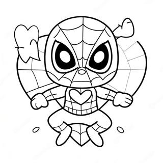 Halaman Mewarna Spiderman Comel Dengan Hati 115304-50922