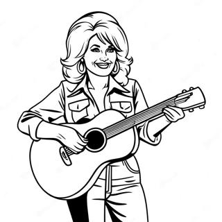 Halaman Mewarna Dolly Parton Dengan Gitar 115614-51165