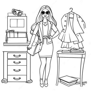 Halaman Mewarna Barbie Fashionista Dengan Pakaian Bergaya 116209-51635