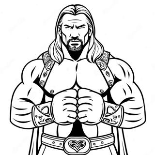 Halaman Mewarna Triple H Memegang Dua Tali Pinggang 116234 51649