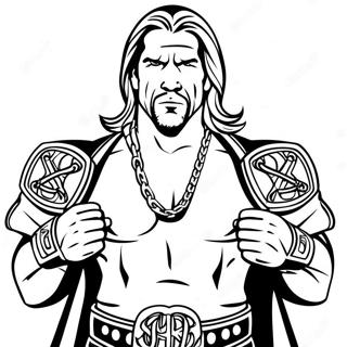 Halaman Mewarna Triple H Memegang Dua Tali Pinggang 116234 51650