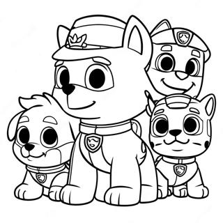 Halaman Mewarna Paw Patrol Rocky Dengan Kawan Kawan 116389-51765