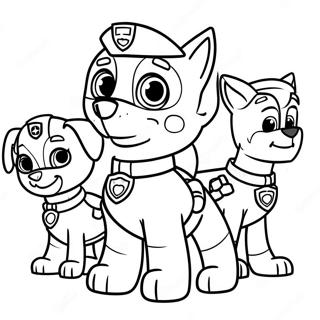 Halaman Mewarna Paw Patrol Rocky Dengan Kawan Kawan 116389-51767