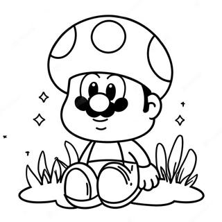 Halaman Mewarna Cendawan Mario Yang Gembira 116493 51850