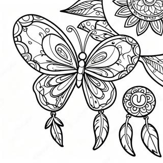 Mewarna Reka Bentuk Kupu Kupu Penangkap Mimpi Yang Terperinci 117730-52966