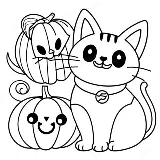 Kucing Halloween Halaman Mewarna