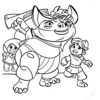 Halaman Mewarna Adegan Pertempuran Epic Trollhunters 118834 53934