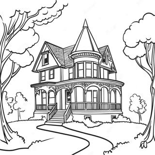 Halaman Mewarna Rumah Victoria Elegan 118860 53953