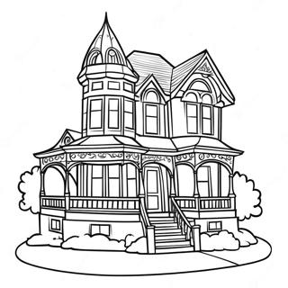 Halaman Mewarna Rumah Victoria Elegan 118860 53955