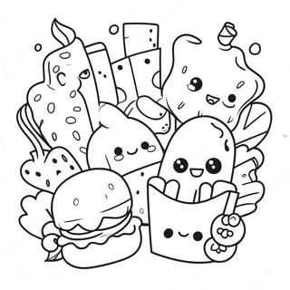 Halaman Mewarna Doodle Makanan Kawaii Yang Menawan 118884 53970