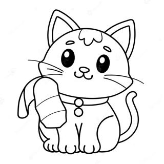 Gambar Mewarna Kucing Krismas Meriah Dengan Tongkat Gula 118911 53994