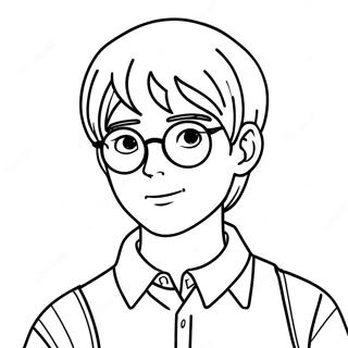 Halaman Mewarna Budak Anime Dengan Kacamata 119039 54095