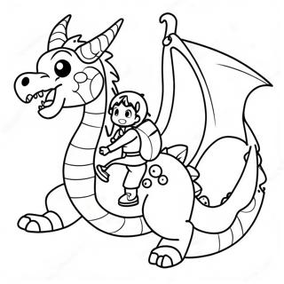 Halaman Mewarna Budak Anime Menunggang Naga 119040-54097