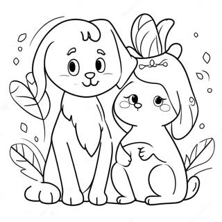 Gambar Mewarna Haiwan Peliharaan Yang Comel Bersama Pemilik 119426-54397