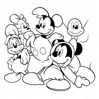 Laman Mewarna Mickey Mouse Bermain Dengan Kawan 1194-2592