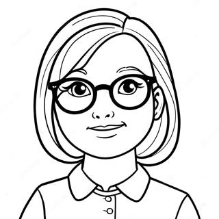 Halaman Mewarna Cikgu Comel Dengan Kacamata 119580 54514