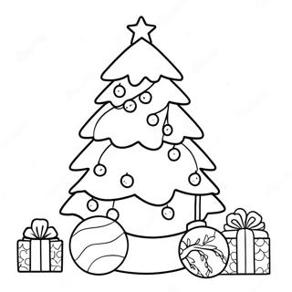 Halaman Mewarna Pokok Krismas Dengan Hiasan 120402-55158