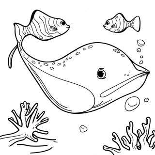 Halaman Mewarna Ikan Pari Realistik Dengan Terumbu Karang 120428 55177