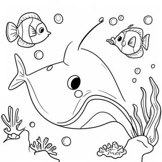 Halaman Mewarna Ikan Pari Realistik Dengan Terumbu Karang 120428-55180