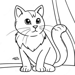 Kucing Pejuang Realistik Halaman Mewarna