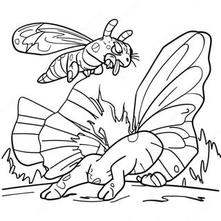 Halaman Mewarna Mothra Melawan Godzilla 120887-55723