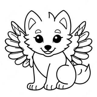 Baby Wolf With Wings Halaman Mewarna