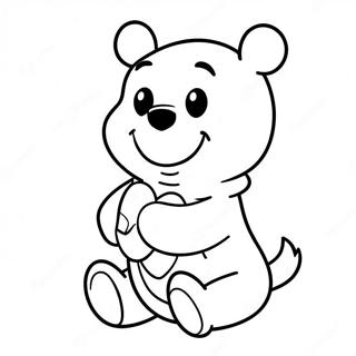 Winnie The Pooh Memegang Hati Halaman Mewarna