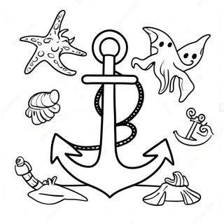 Halaman Mewarna Perahu Fantasi Dengan Hidupan Laut 122376-56925