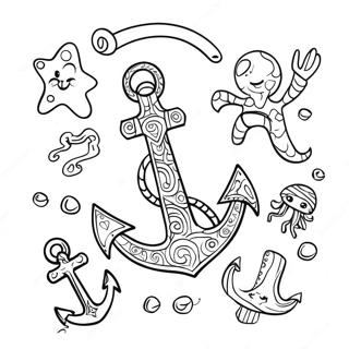 Halaman Mewarna Perahu Fantasi Dengan Hidupan Laut 122376-56927