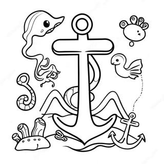 Halaman Mewarna Perahu Fantasi Dengan Hidupan Laut 122376-56928