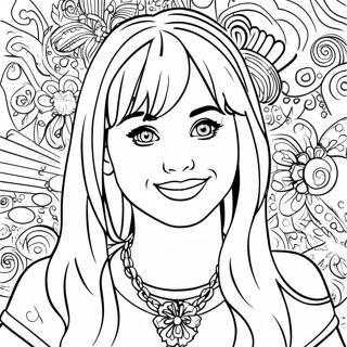 Halaman Mewarna Hannah Montana Dalam Pakaian Berkilau 122452 56984