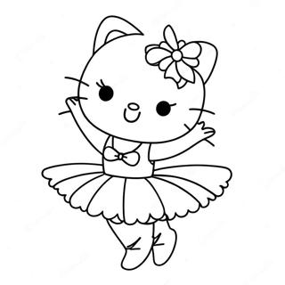 Halaman Mewarna Pose Ballerina Hello Kitty Elegan 122658 57138