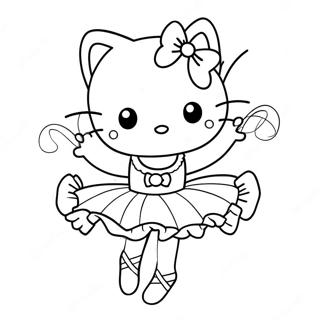 Halaman Mewarna Pose Ballerina Hello Kitty Elegan 122658 57139