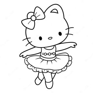 Halaman Mewarna Pose Ballerina Hello Kitty Elegan 122658 57140