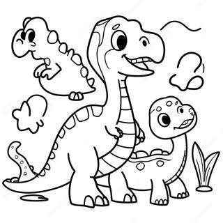 Laman Mewarna Dinosaur Kartun Yang Bermain 12274-812