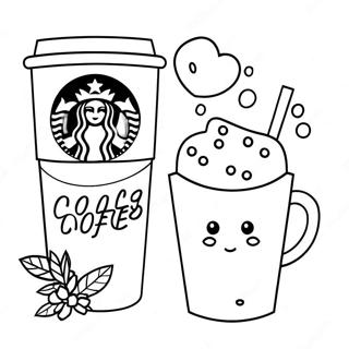 Halaman Mewarna Comel Cawan Kopi Starbucks 123172-57534