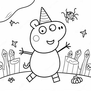 Halaman Mewarna Peppa Pig Halloween 123532-57811