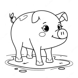 Halaman Mewarna Babi Ceria Dalam Lumpur 12365 940