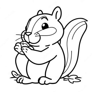 Halaman Mewarna Chipmunk Comel Makan Kacang 123817-58039