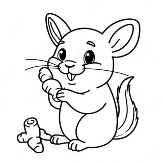 Halaman Mewarna Chinchilla Gembira Makan Lobak 123946-58141
