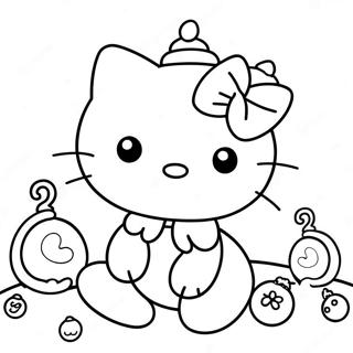 Halaman Mewarna Hello Kitty Ceria Menghias Hiasan 124124 58283